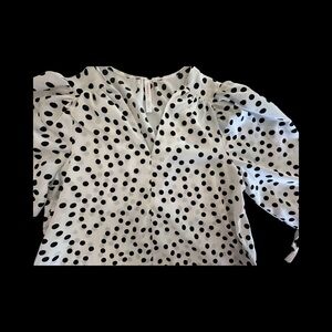 Renee C. Black and White Polka Dot Blouse. Size Large New Without Tags